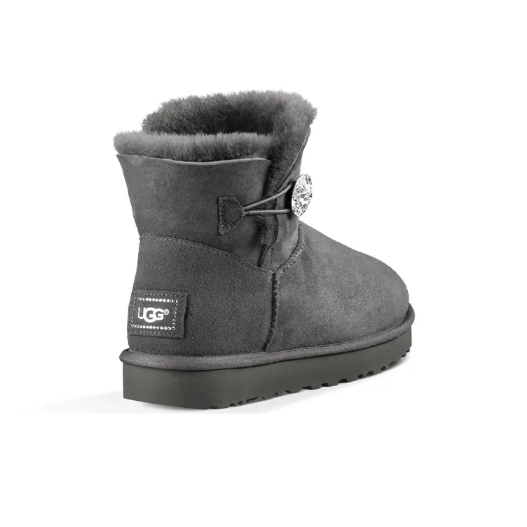 UGG Mini Bailey Button Bling Mid Tops Fleece Lined Gray Women's-3