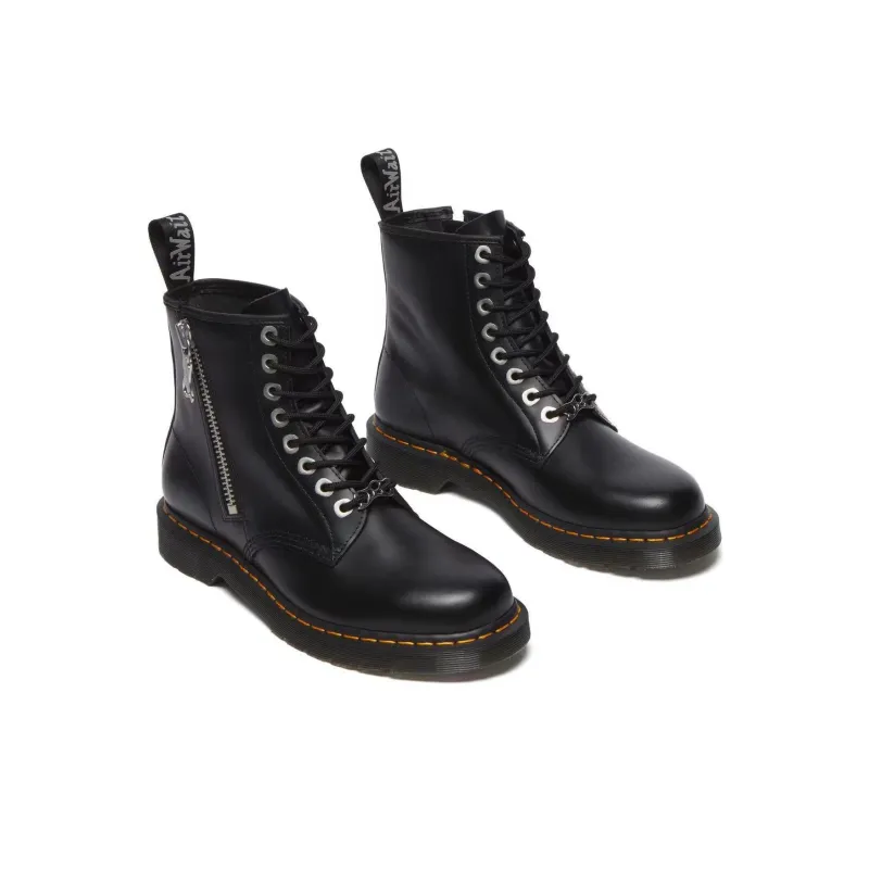 Dr.Martens 1460 Zip Black Polished Smooth Crew Martin Boot Unisex Black-3