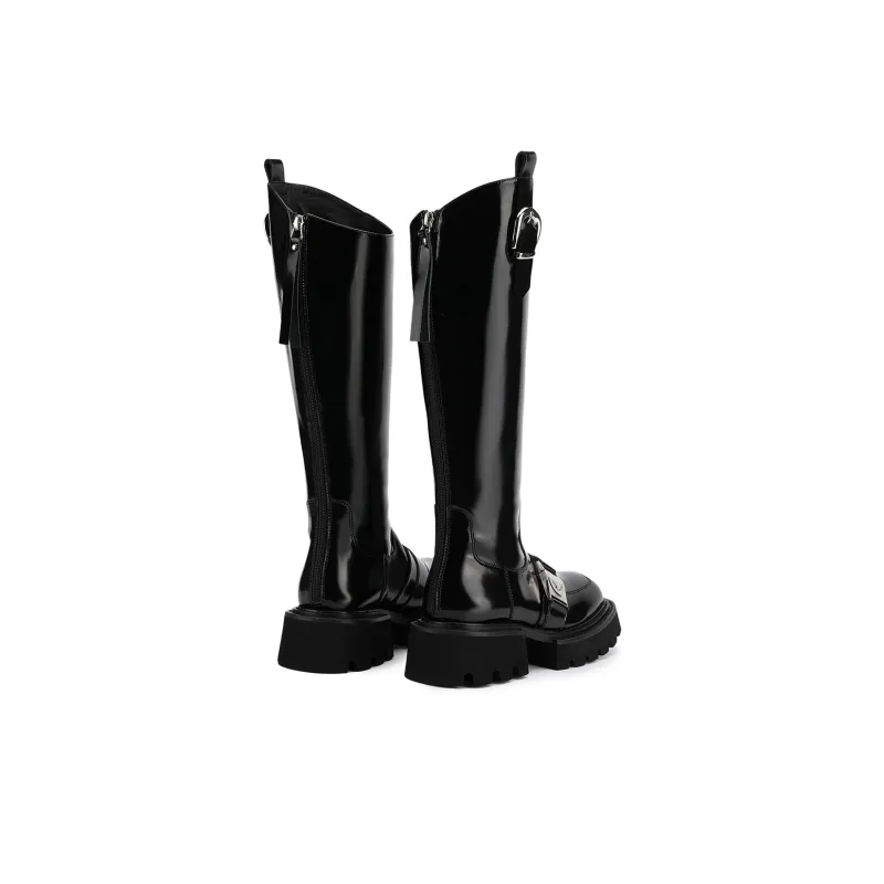 SATURDAY MODE Knee high Boots 5cm Women's Black-3