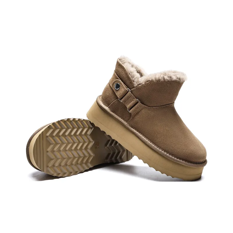 EBLAN Warm Slip Resistant Ankle Length Snow Boots Women's Olive-2
