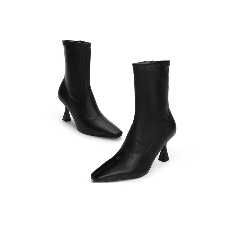 CHARLES&KEITH Small Ck Ankle Boots 7.9cm Women's Black-4