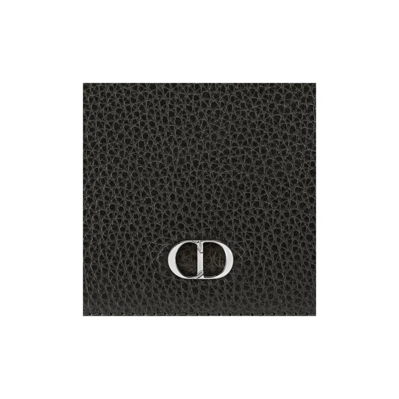 DIOR Cow Leather Cash Ticket Clip Wallet Card Holder Men's Black-3