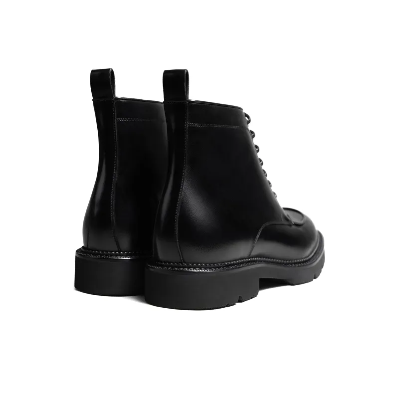 THOM WILLS British Style Business Formal Commute Leather Boots Short Martin Boot Men's Black-3