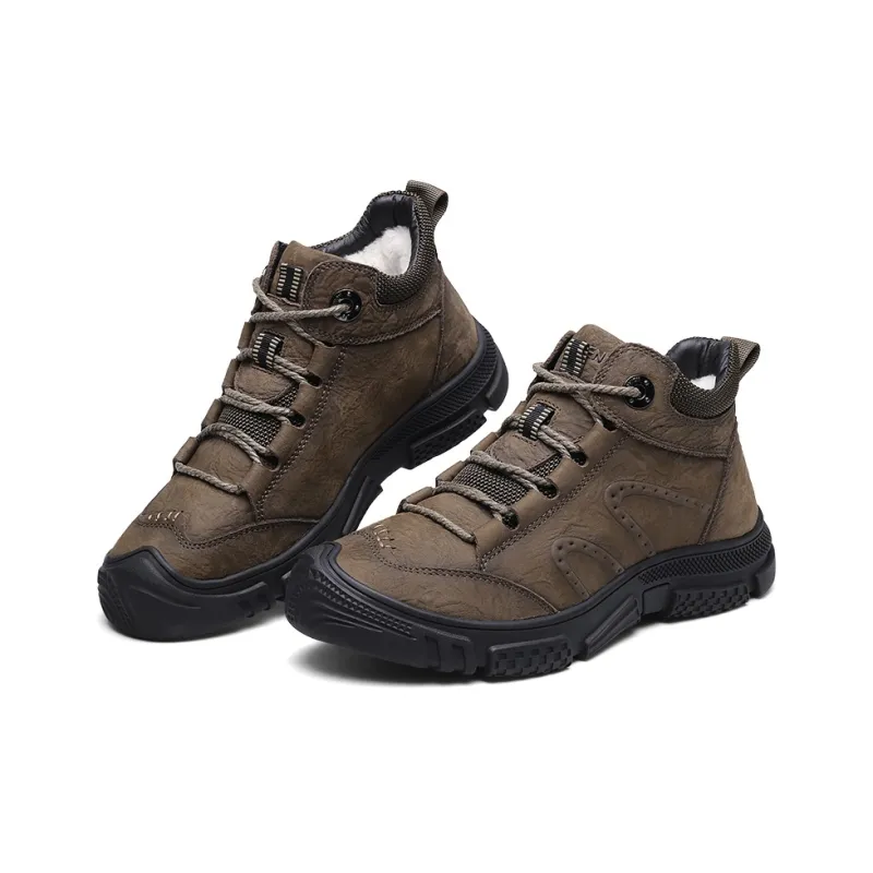 Strongman 3515 Men's Shoes Winter Warm Full Wool Outdoor Hiking Shoes Slip-Resistant Insulated Shoe-13