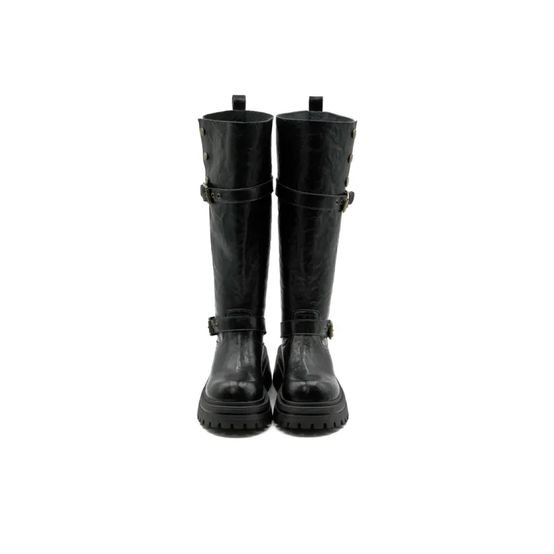 Little Sue Trendy Versatile British Style Shiny Slimming Zipper Knight Boots Fashion 2-in-1 Knee-High Boots Women's-15