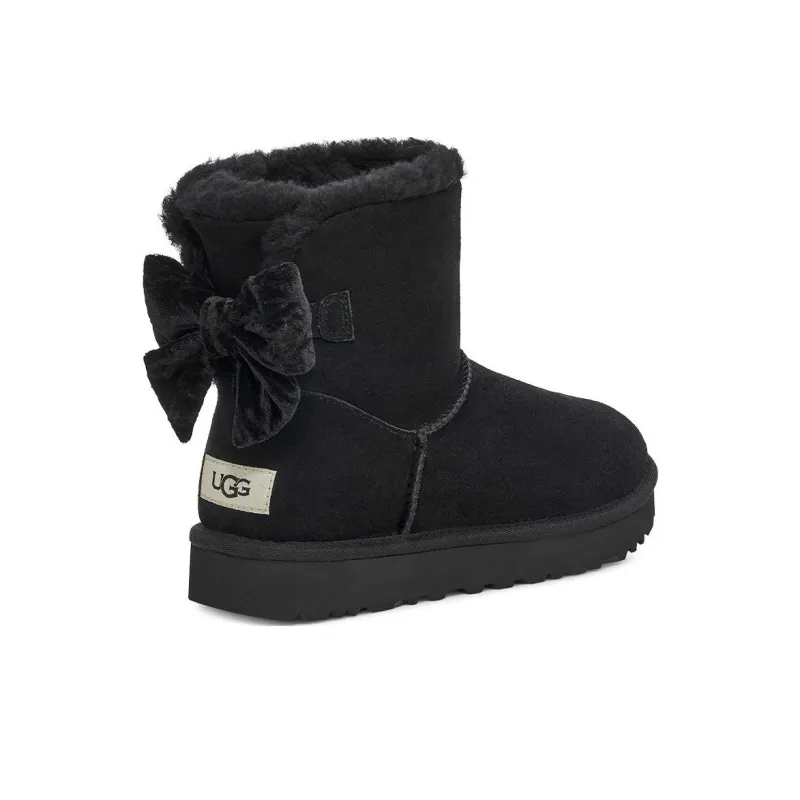 UGG Mini Bailey Bow Crushed Velvet Boot 'Black' Women's-3