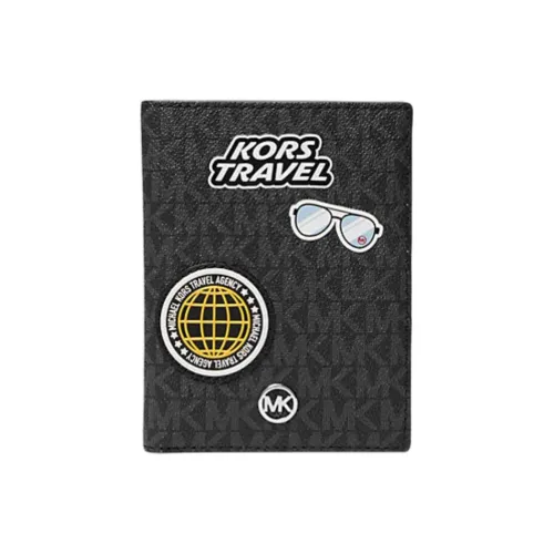 MICHAEL KORS Jet Set Coated Canvas Passport Holder Medium Size Unisex Black