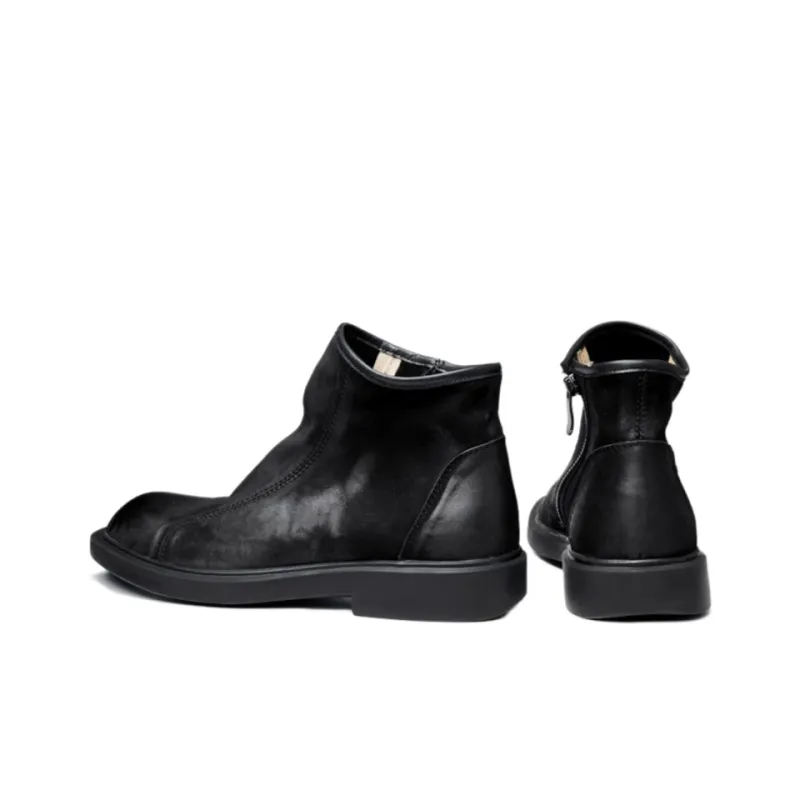 Brounvanm Men's Boots Ankle Boots 3.5CM Men's Black Coffee-2