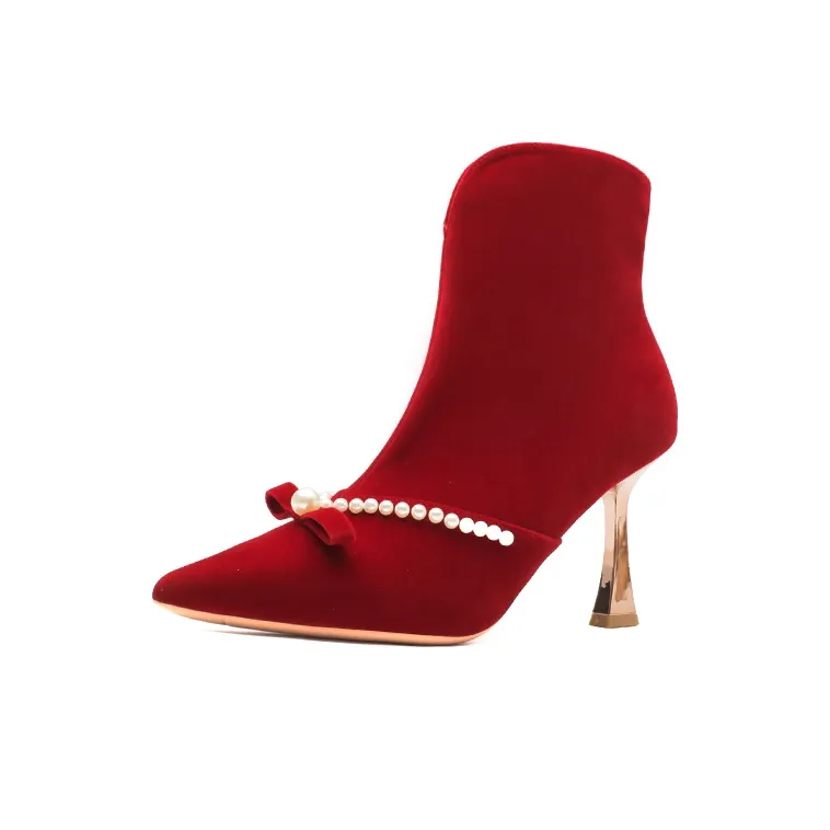 Ainer cat Ankle Boots 8cm Women's Red-1