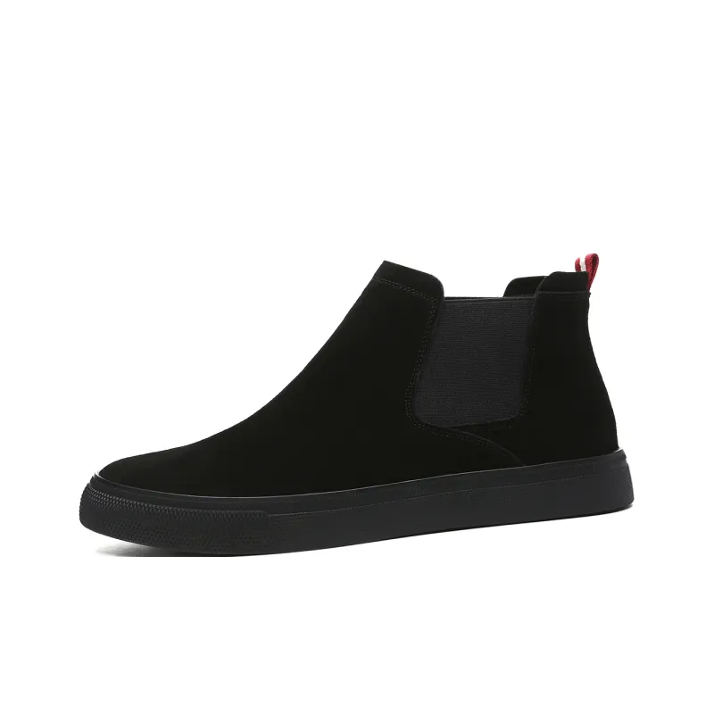 LUOGOKS Short Chelsea Boots Men Black-0