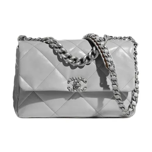 CHANEL 19Bag Sheepskin Lipstick Bag Handbag Shoulder Bag Crossbody Bag Small Size Women's Gray