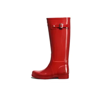 Star Flowers Breathable Water-Resistant Cushioning Wellington Rain Boots Knight Boots Women's Ten Thousand Dawn Red