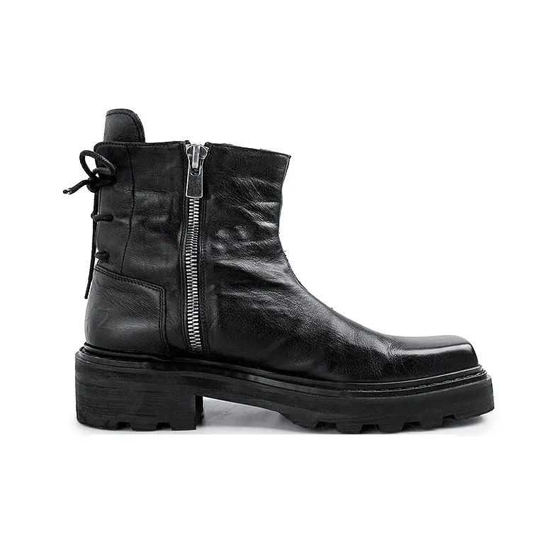 HUANXIANGZHE Chelsea Boots Unisex Black-1