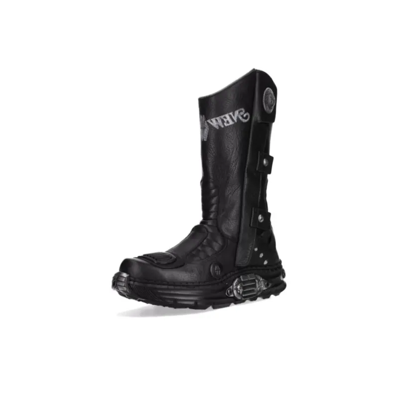 NEW ROCK Knee-high Boots 5cm Unisex Black-0