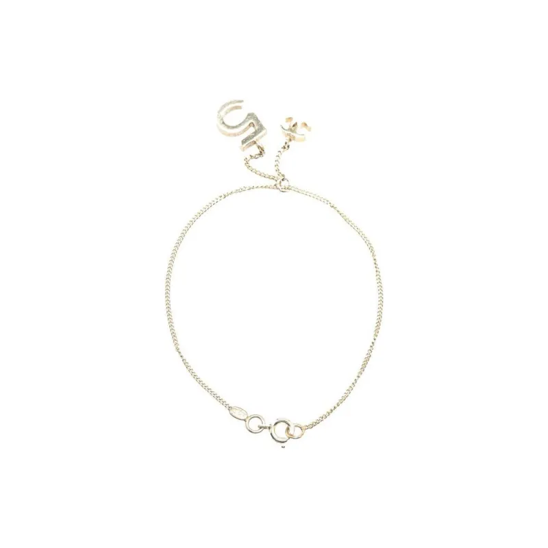 CHANEL 2005 Silver Plated Cc Number 5 Charm Costume Bracelet-1