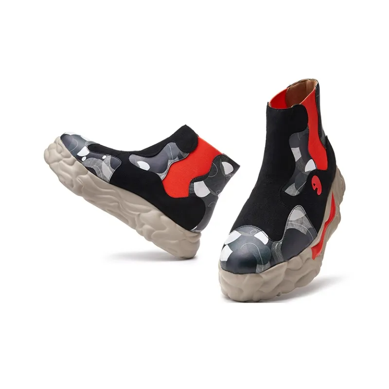 U.IN Painted Travel Shoes Sanamolls 3 Art Model Ankle Boots Men's-3