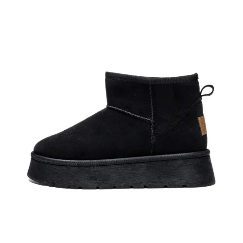 RENBEN Warm Wear Resistant Slip Resistant Short Snow Boots Women's Black