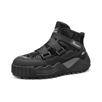 Warrior Warm Coverage Height Increasing Wear Resistant Slip Resistant Short Snow Boots Men's Black