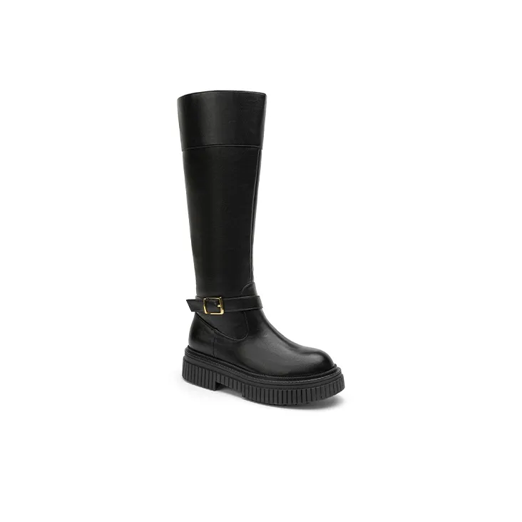 TOOMANYSHOES Knee high Boots Women's Black/Yellow-7