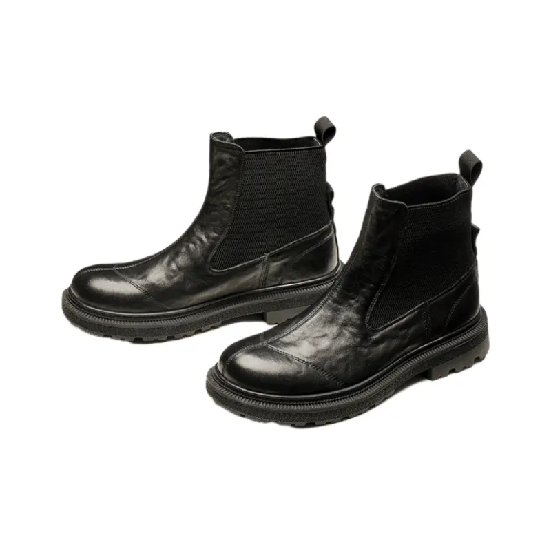 Brounvanm Short Chelsea Boots 3cm Men's Black-4