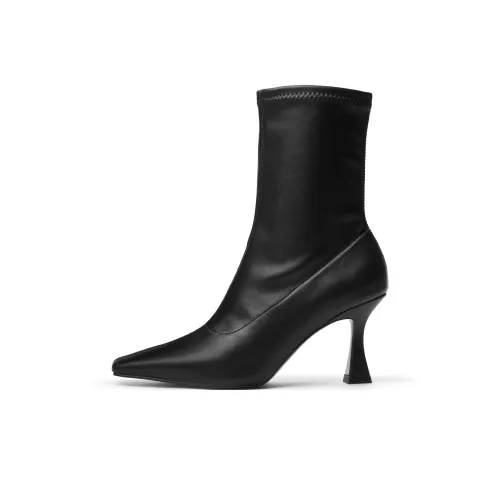 CHARLES&KEITH Small Ck Ankle Boots 7.9cm Women's Black