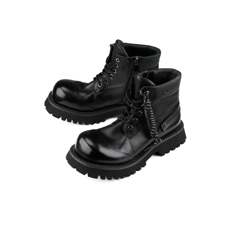 HANQIAORIJI Black Blood Series Short Martin Boot Unisex Black-4