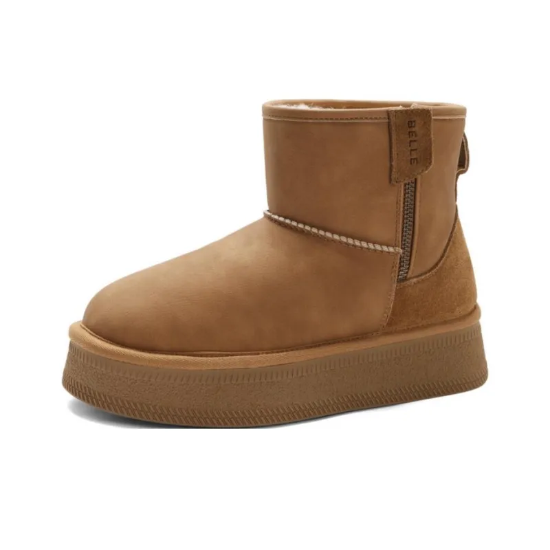 BELLE Warm Wear-Resistant Height Increasing Slip-Resistant 12cm Snow Boots Women's-11