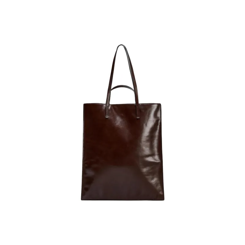 ZARA Cow Leather Tote Bag Shopping Bag Shoulder Bag Handbag Large Size Women's Green/Brown-0