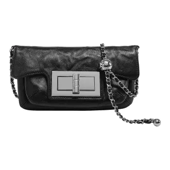 Miao Di Textured Vegetable Tanned Top Grain Cow Leather Shoulder Bag, Crossbody Bag Regular Women's Obsidian Black