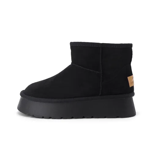 Warrior Thin Cotton Shoes Warm Wear Resistant Height Increasing Snow Boots Women's Black