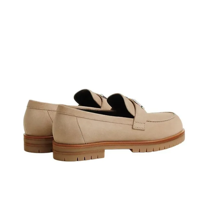 HERMES Faubourg Loafers 2.5cm Women's Brown-3