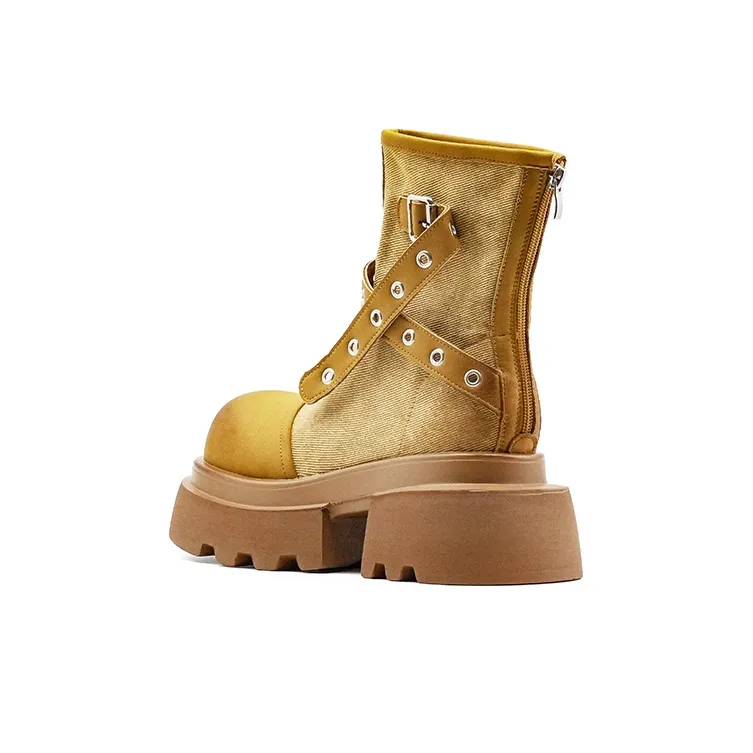 Little Sue Niche Design, Trendy Versatile, Vintage, Biker Boots Ankle Boots Women's-2