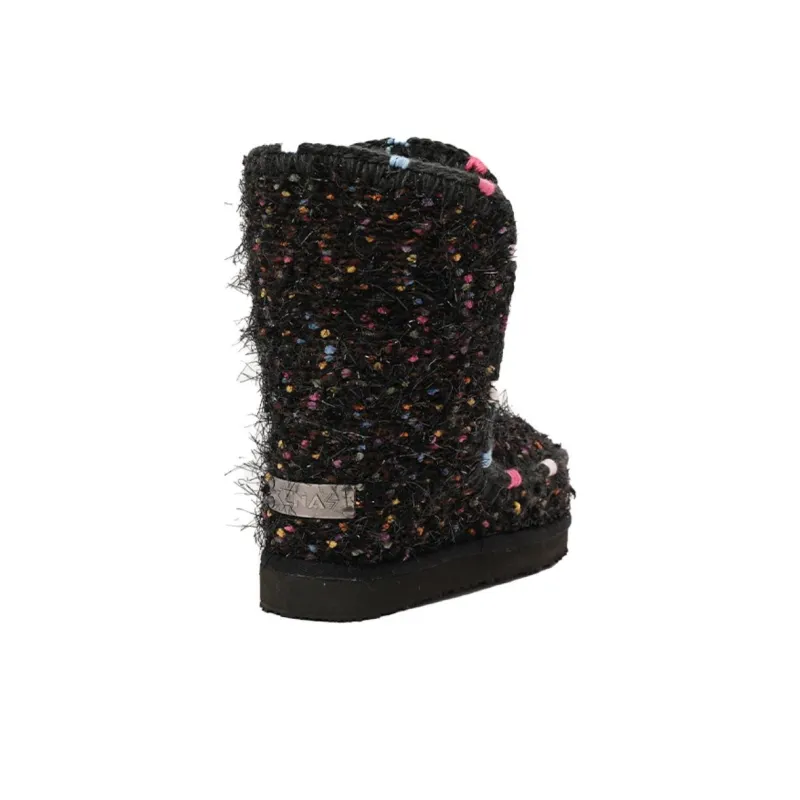 K.D.KENAZ Cloudy Mountain Collection Warm Slip Resistant Coverage Crew Snow Boots Women's Black-3