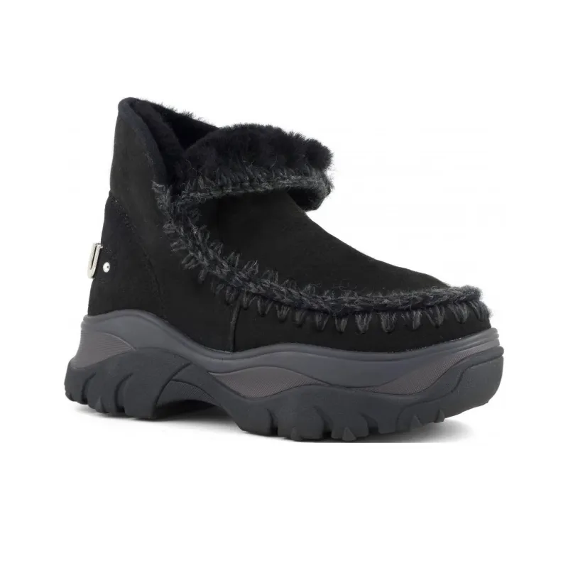 MOU Eskimo Warm And Wear-Resistant Short Snow Boots Women's Black-2