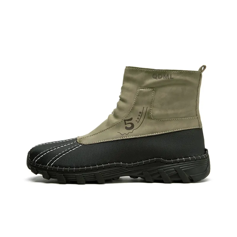 Qiandongmeili Ankle Boots Men Black/Khaki/Gray-4