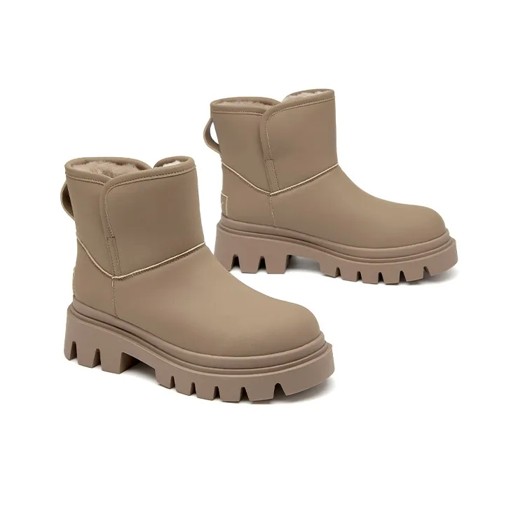 Beau Today Synthetic Leather Warm Crew Snow Boots Women's-12