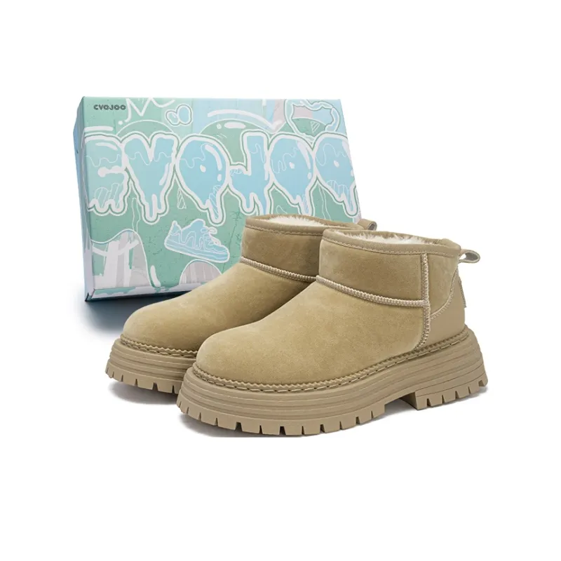 CVOJOO Fleece Lined Fall And Winter Ankle Boots Warm Height Increasing Short Snow Boots Women's-5