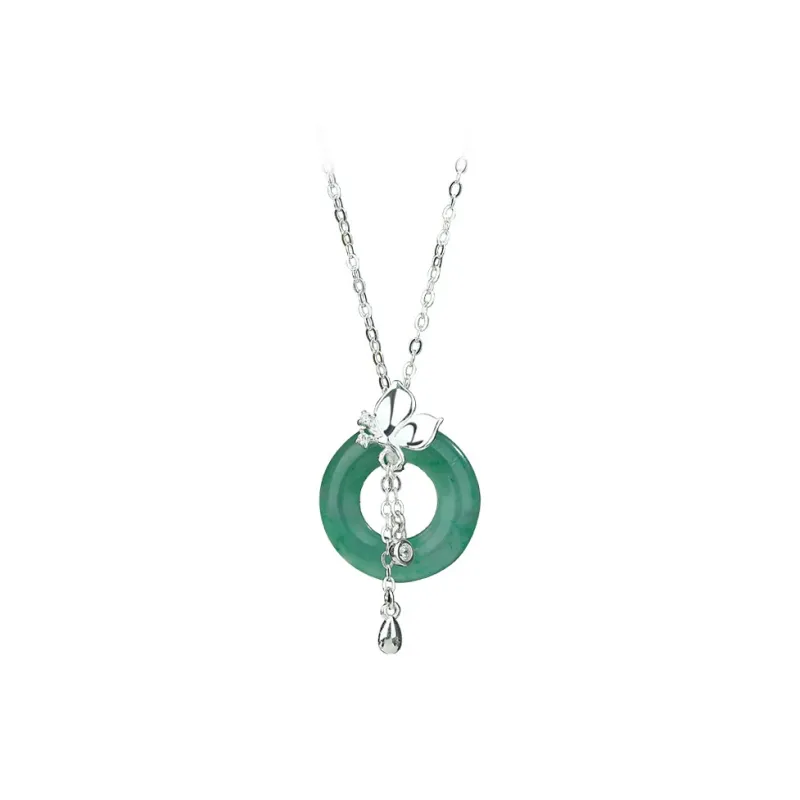 Royal Dragon Mirror Glutinous Jade Jadeite Necklaces Women's-0