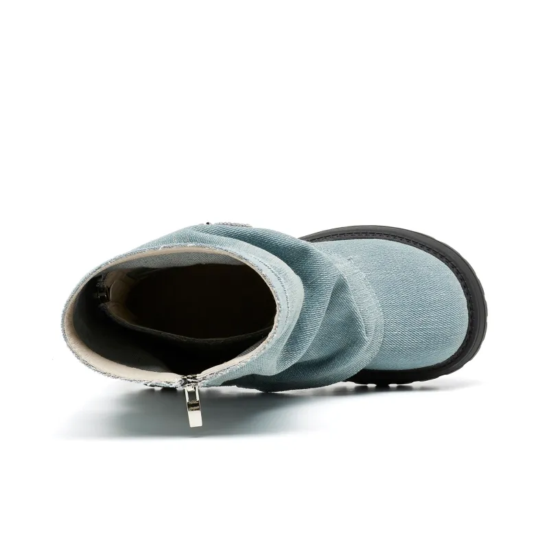OULISASI Ankle Boots Women's Denim Blue-2