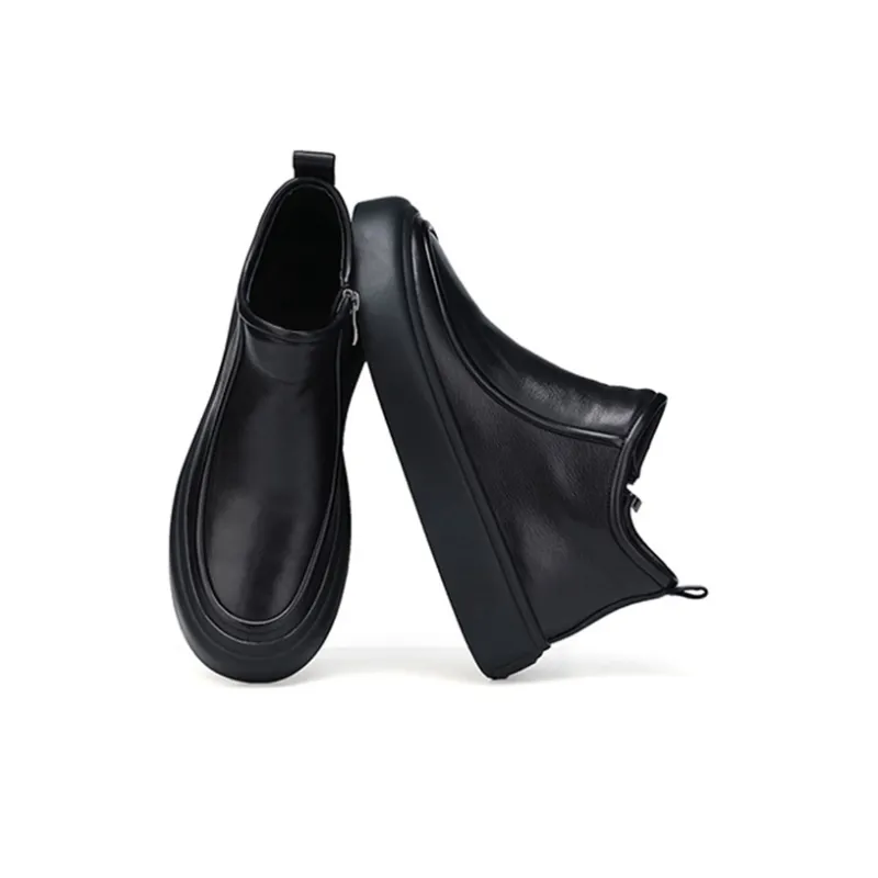 WEISHIBANGWEI Ankle Boots Medium Heel Men's Black-2
