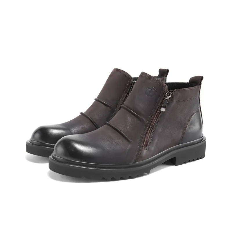 HANG TEN Ankle Boots Men Sub Chan Black/Cambridge Brown-12