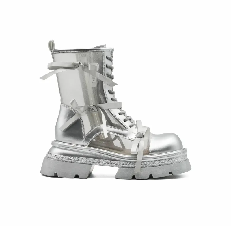Little Sue Ankle Boots 5cm Women's Black/Silver-1