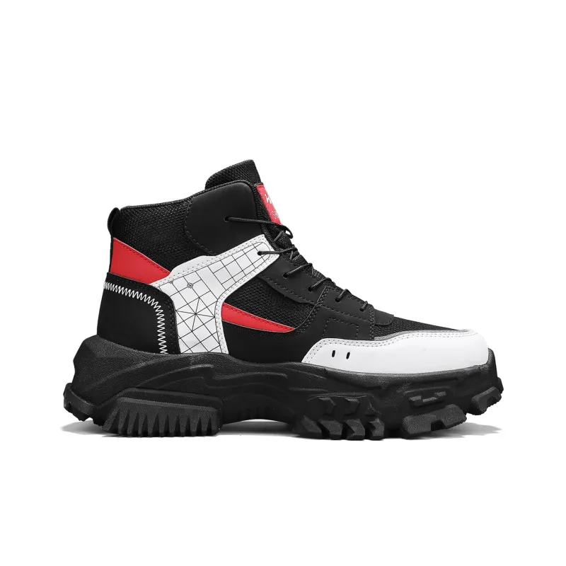 Binary Short Mid Calf Martin Boot Men's Black White-1