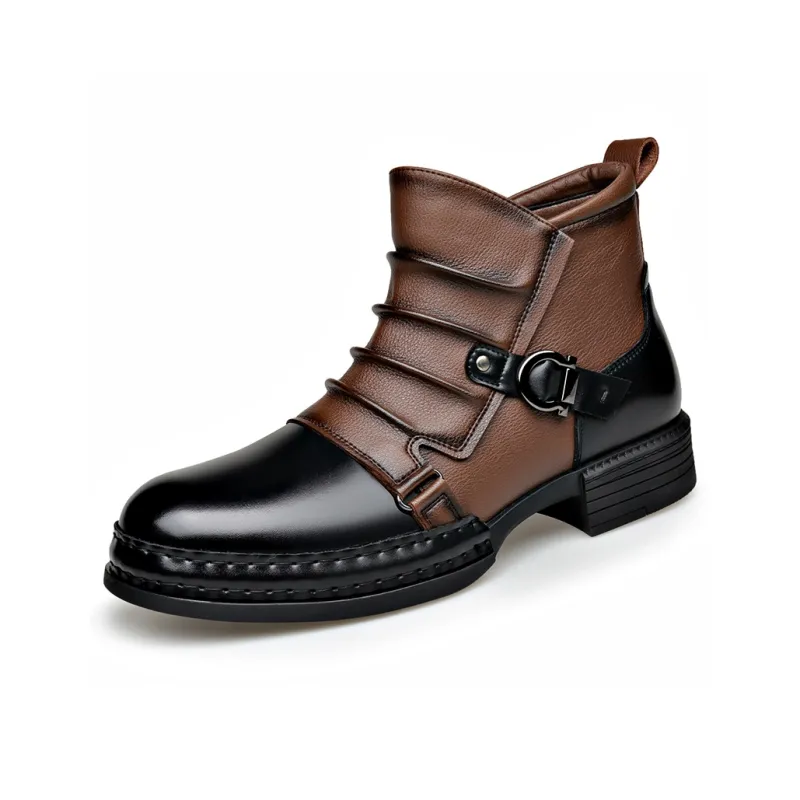 Xiwencha Ankle Boots Medium Heel Men's-6