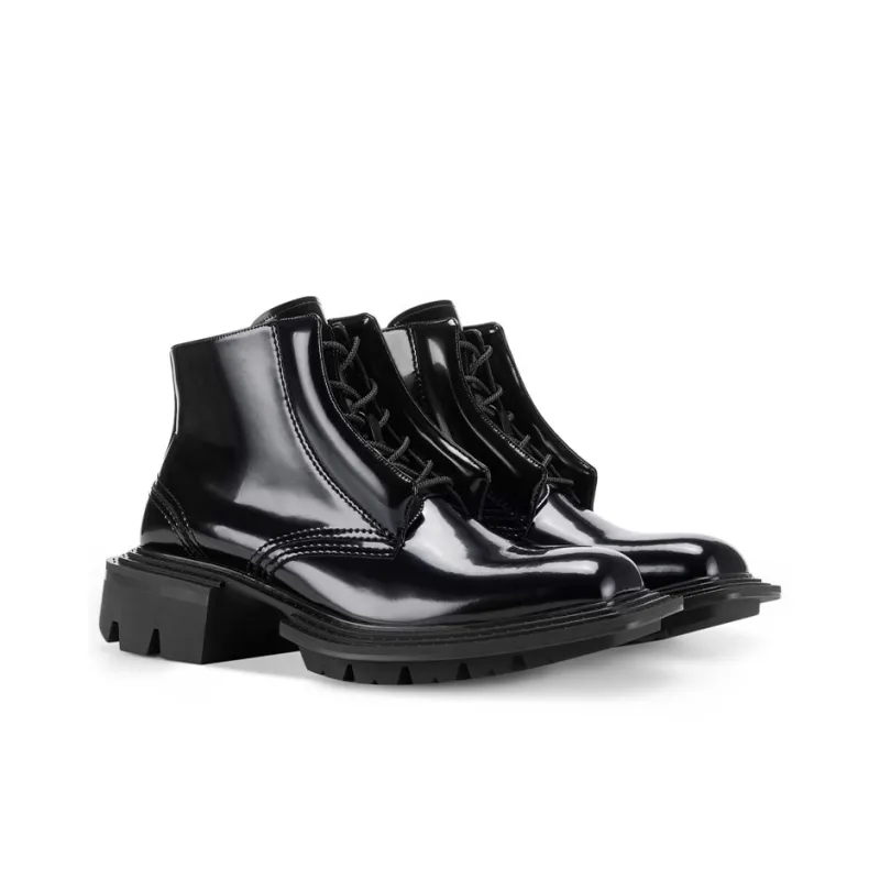 Untitlab 11 Reel Derbies Tall Black Ankle Boots Unisex Pitch Black-1