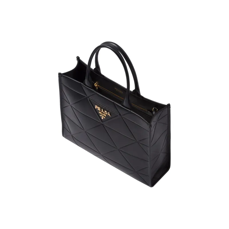 PRADA Leather Tote Bag Shopping Bag Handbag Large Size Women's Black-2