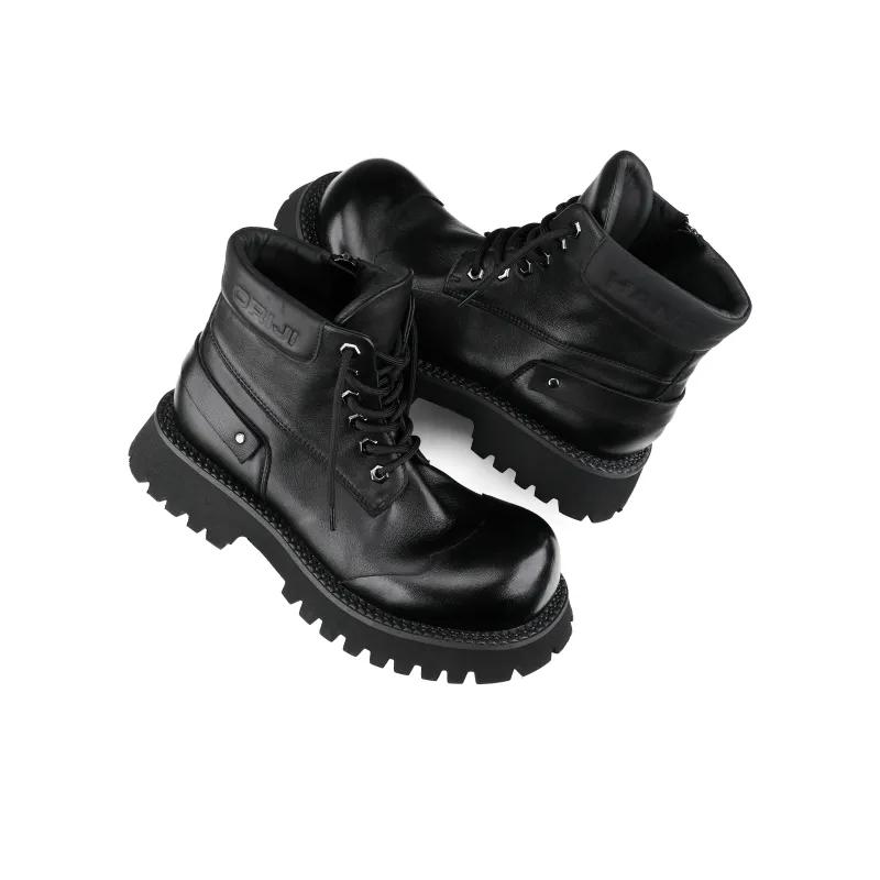 HANQIAORIJI Black Blood Series Short Martin Boot Unisex Black-6