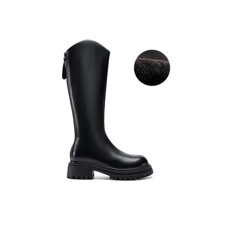 ZHR Knee high Boots Women's Black/Milk Tea/Brown-41