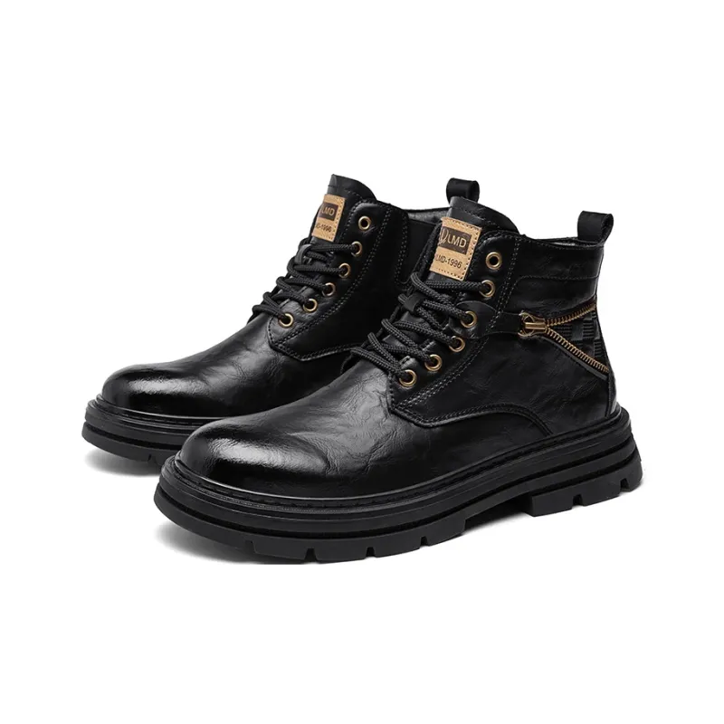 GERTOP Martin Boots Men Black, Red Brown-7