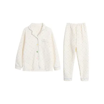 OEING Pajama Set Women's White Dot